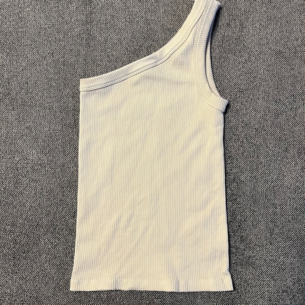Fabletics One-Shoulder Ribbed Tank Top - Cream